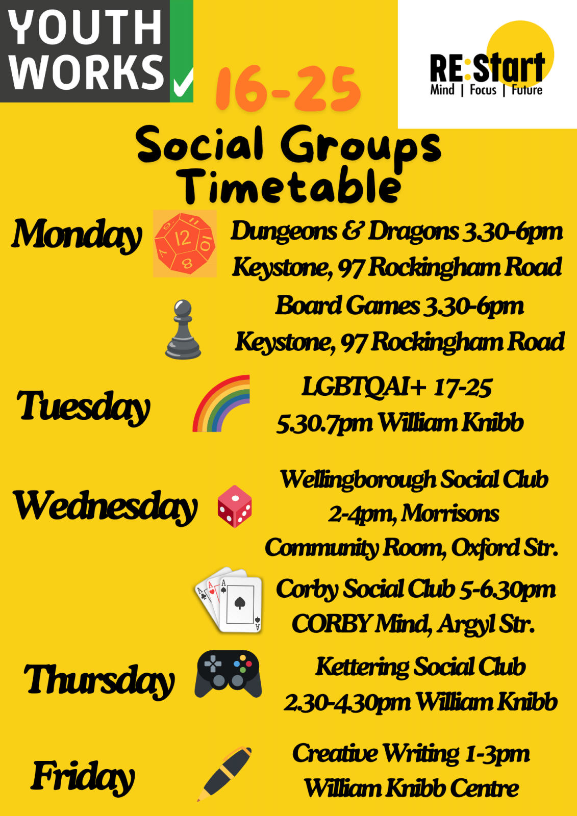 Restart Weekly Social Groups Poster JULY 2025 (5) (1) « Youth Works ...
